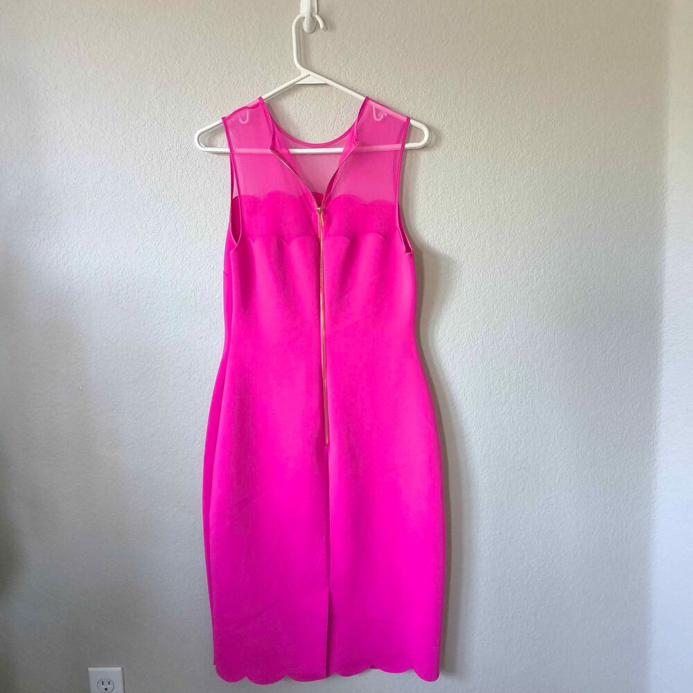 Ted Baker London Clowva Scalloped Mesh Bodycon Sheath Dress Pink Sz 3 US 8 - Picture 3 of 6